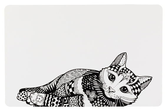 Matskålsunderlägg, Zentangle, 44 × 28 cm, vit/svart
