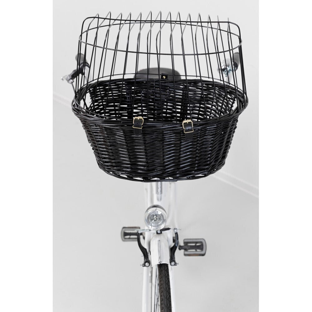Cykelkorg front, pil med galler, 50x41x35 cm, svart, 5kg