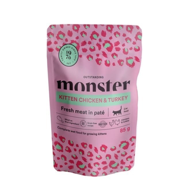 Monster Cat Pouches Kitten Ch/Turk 85 g (8-pack)