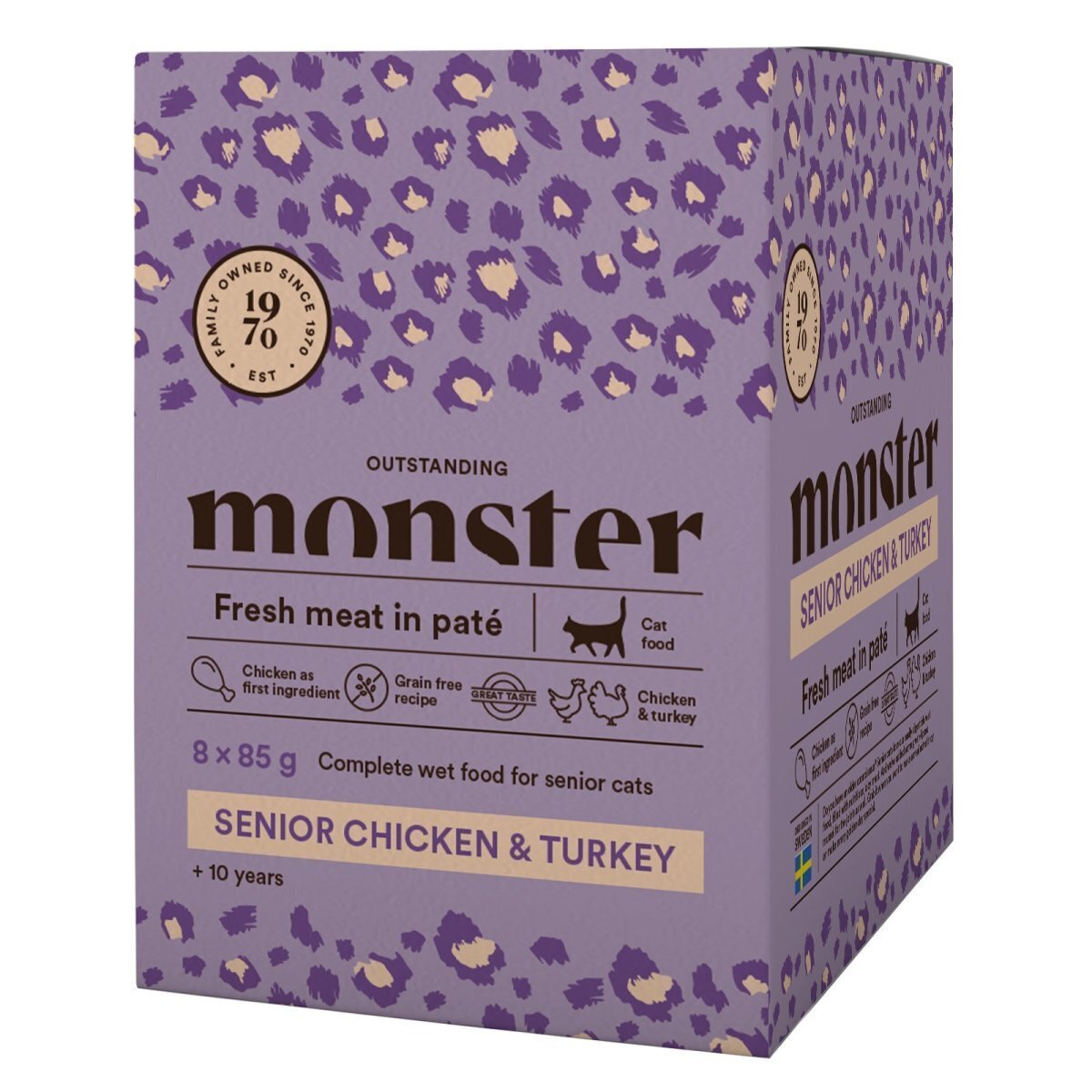 Monster Cat Pouches Senior Chicken/Turkey 85 g 8-pack