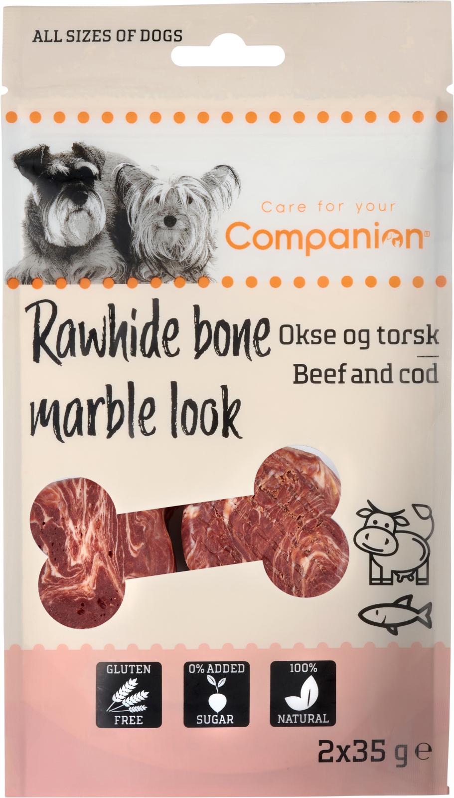 Companion Rawhide bone marble look, nötkött och torsk