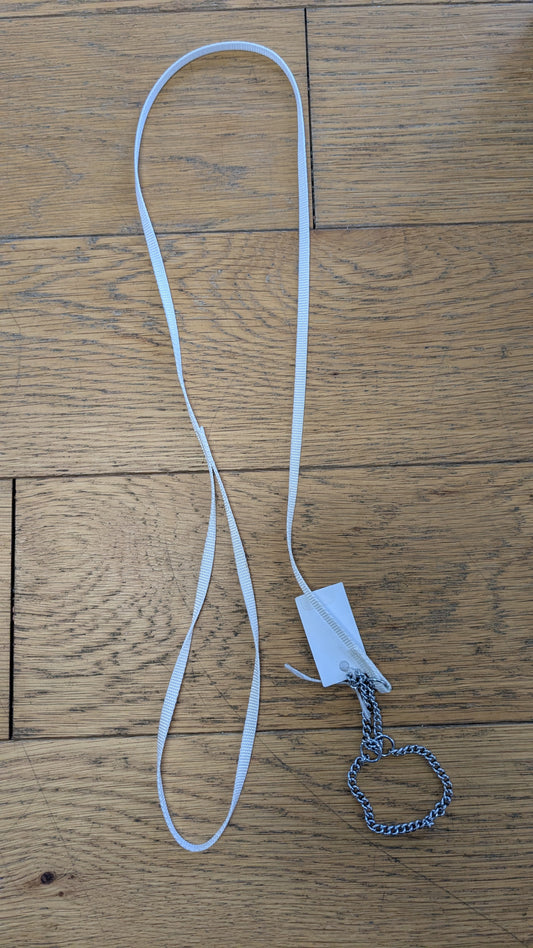 Utställningskoppel halvstryp nylon vit