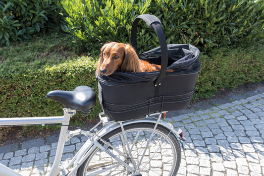 Cykelkorg för pakethållare, m nät, 29×h49×60cm fäste 11,8-16cm, svart