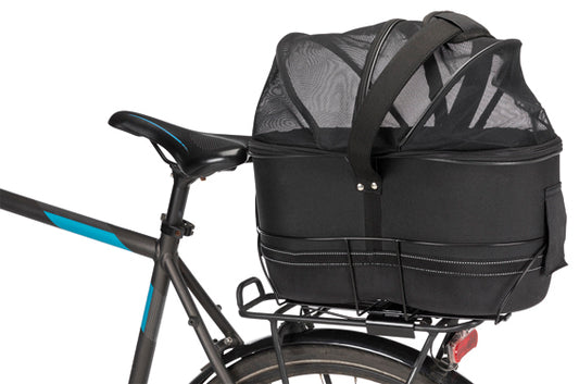 Cykelkorg för pakethållare, m nät, 29x42x48cm fäste 8,5-12cm, svart