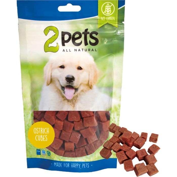 2pets Dogsnack Ostrich/Struts MiniCubes