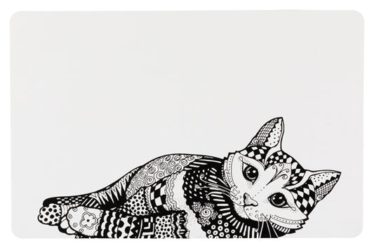 Matskålsunderlägg, Zentangle, 44 × 28 cm, vit/svart