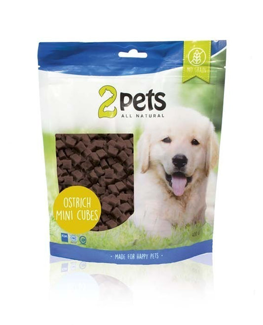 2pets Dogsnack Ostrich/Struts MiniCubes