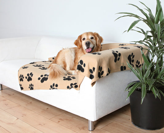 Barney filt, fleece, 150 x 100 cm, beige m tasstryck