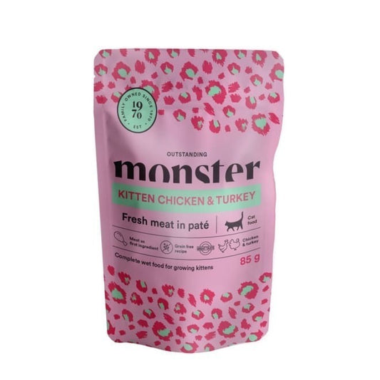 Monster Cat Pouches Kitten Ch/Turk 85 g (8-pack)
