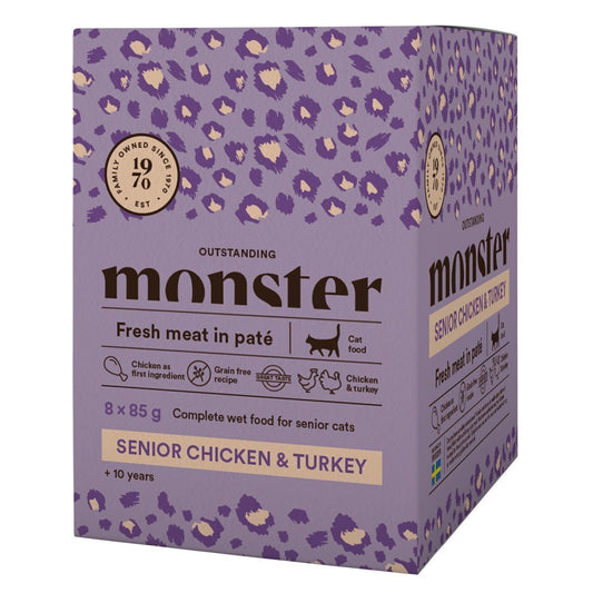 Monster Cat Pouches Senior Chicken/Turkey 85 g 8-pack