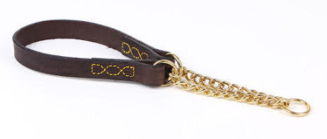 Newton läder halvstyp halsband med kedja