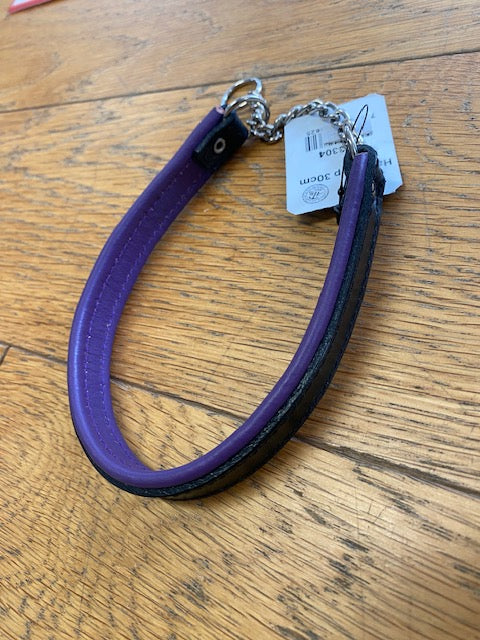 Limex Läderhalsband svart/lila 30cm