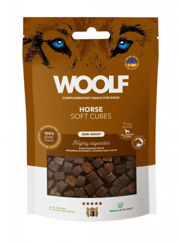 Woolf Soft Cubes – Häst (monoprotein) Hundgodis