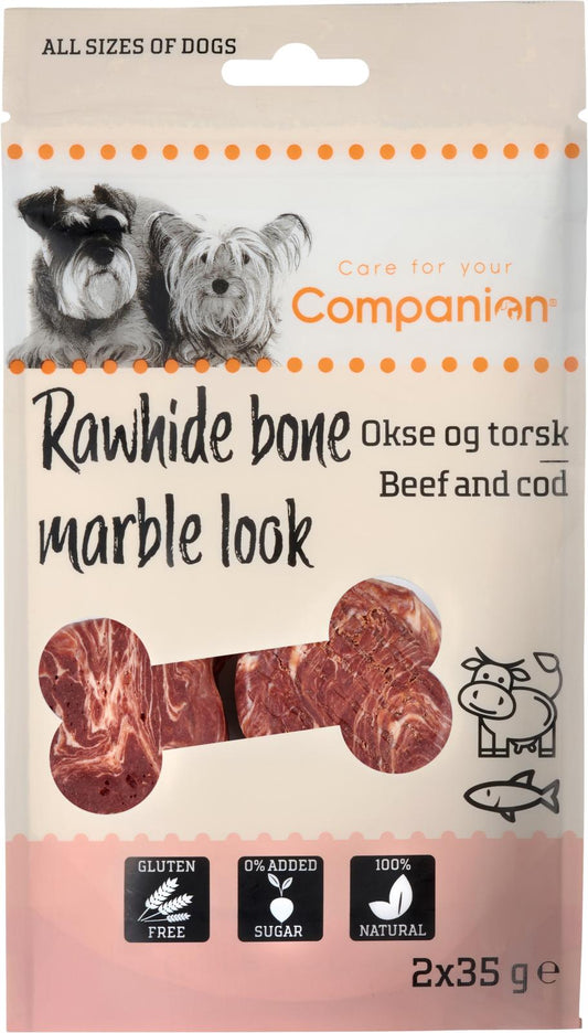 Companion Rawhide bone marble look, nötkött och torsk